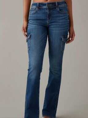 American Eagle Kick Boot Low Rise Cargo Pocket Jeans - Size 4